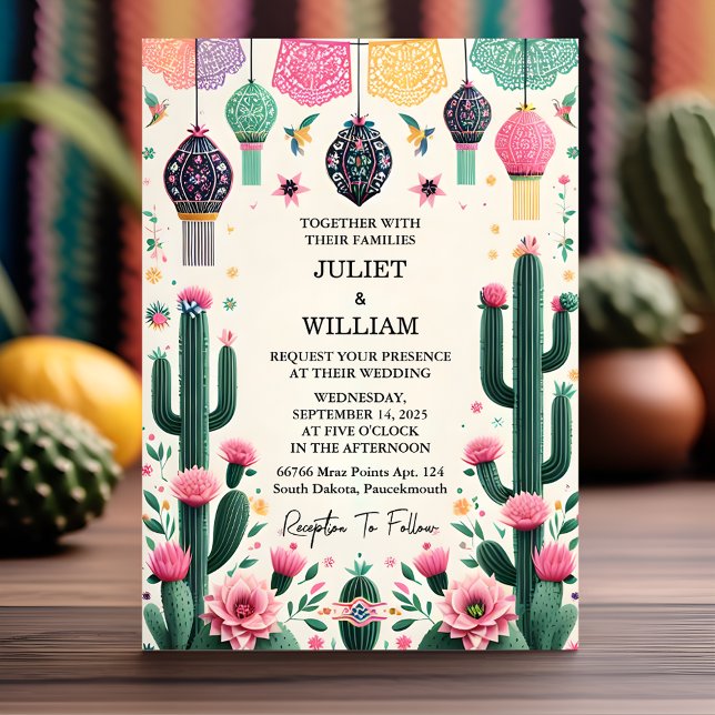 Invitation Cet élégant Mariage Floral mexicain Fiesta Cactus (Créateur téléchargé)