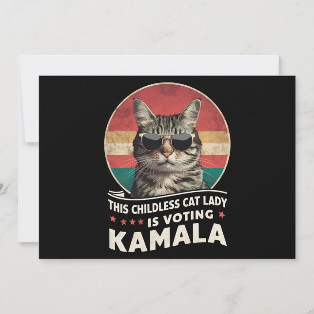 Invitation Cette dame de chats sans enfants vote Kamala (Devant)