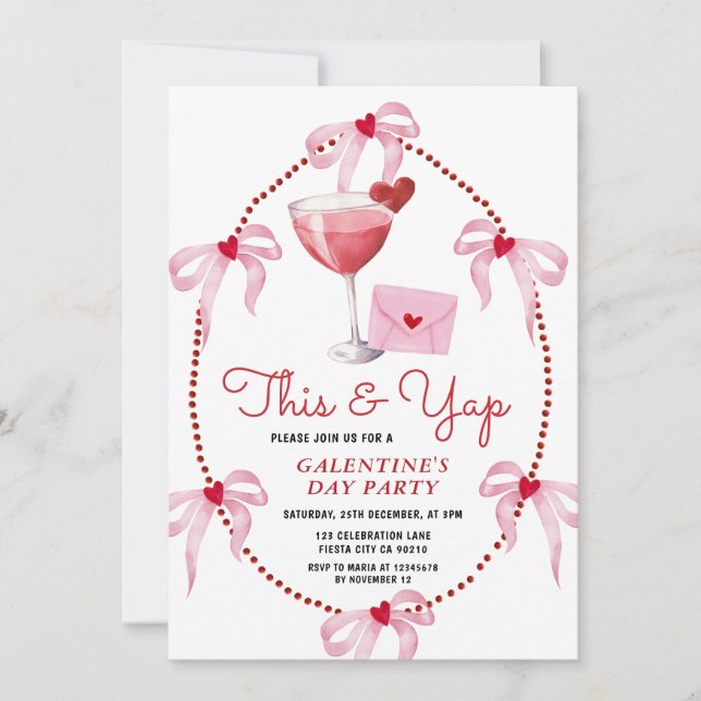 Invitation Cette fête de la Saint-Valentin Galentine avec un  (Devant)