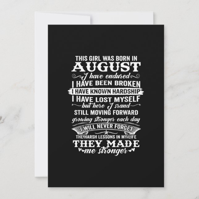 Invitation Cette Fille Est Née En Août Cadeau D'anniversaire (Devant)