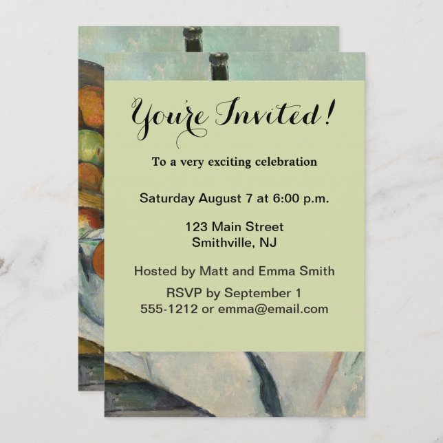 Invitation Cezanne Panier Pommes Impressionnisme Art (Devant / Derrière)