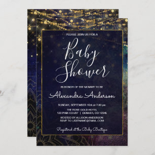 Invitation Chaîne bleue Baby shower indien Mandala