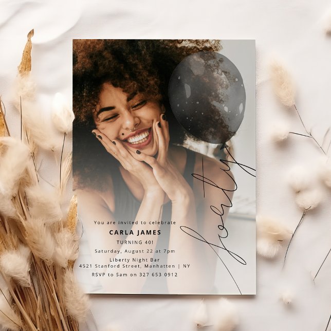 Invitation Chaîne de ballon Quarty | Photo fête du 40e annive (Créateur téléchargé)