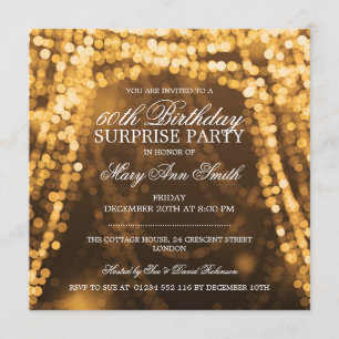 Invitation Chaîne de fête d'anniversaire Surveday Lights Gold