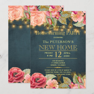 Invitation Chaîne de la marine rose pâle lumières de la fête 