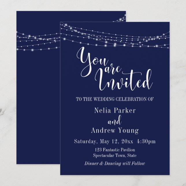 Invitation Chaîne de lumière sur le Mariage "Vous êtes invité (Devant / Derrière)