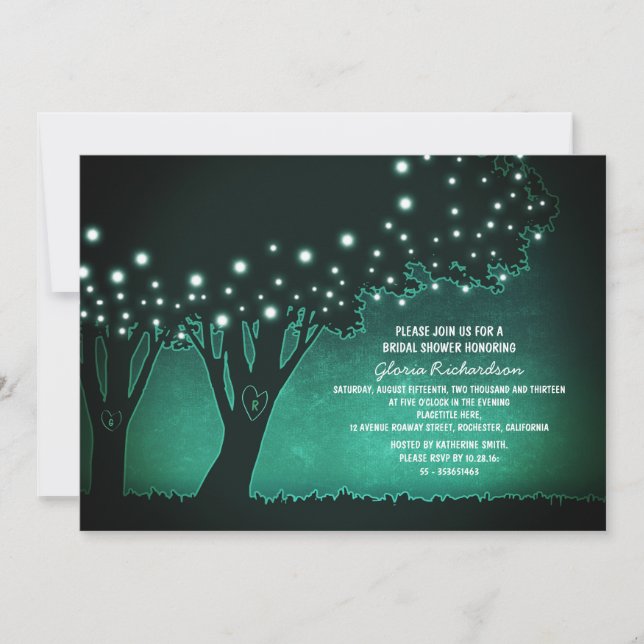 Invitation Chaîne de lumières arbre rustique nuptiale douche (Devant)
