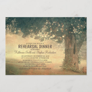 Invitation chaîne de lumières dîner de répétition d'arbre rus