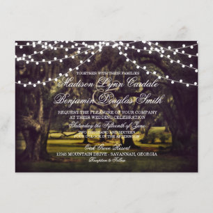Invitation Chaîne de lumières Mariage de chêne rustique Invit