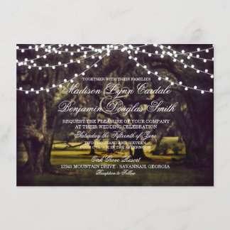 Invitation Chaîne de lumières Mariage de chêne rustique Invit