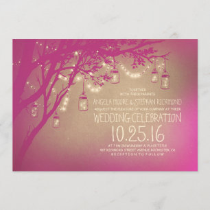 Invitation chaîne de lumières mason jars mariage vintage