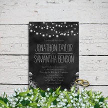 Chaîne de lumières Noir Chalkboard Mariage Invite