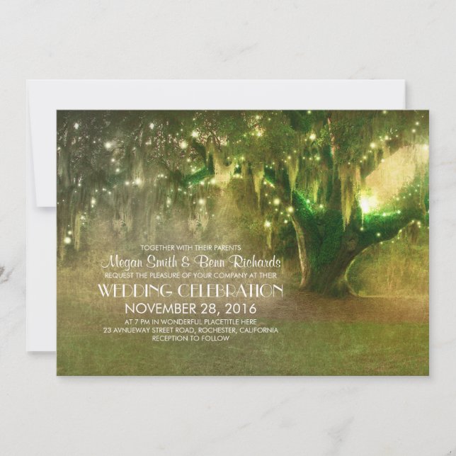 Invitation Chaîne de lumières Vieux Arbre Mariage rustique In (Devant)