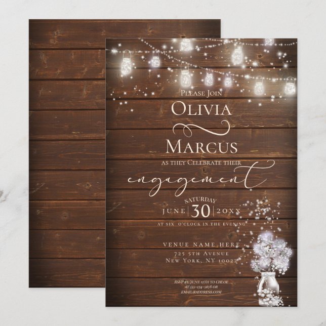 Invitation Chaîne de pot Mason rustique éclaire laBrideBarefo (Devant / Derrière)