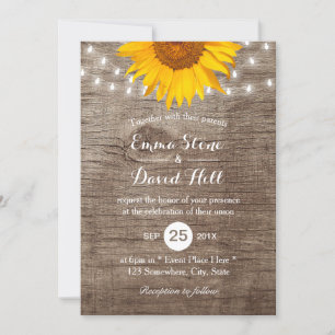 Invitation Chaîne de tournesol rustique illumine mariage vint