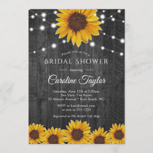 Invitation Chaîne de tournesol rustique Lumières Gris Fête de