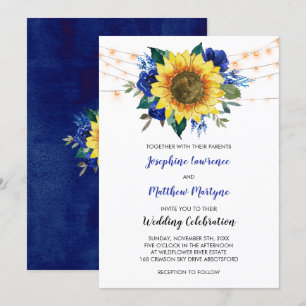 Invitation Chaîne de tournesol rustique Lumières Mariage Flor