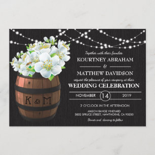 Invitation Chaîne de vignoble rustique Lumières Mariage Flora