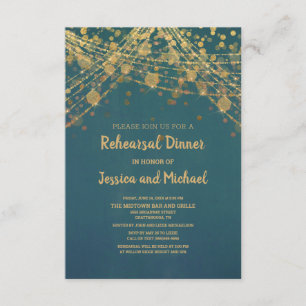 Invitation Chaîne d'or turquoise éclaire la répétition Bokeh