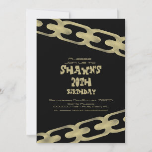 Invitation Chaîne en faux or simple pour adulte fête d'annive