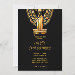 Invitation Chaîne en or 1 Goutte #1 Fête d'anniversaire