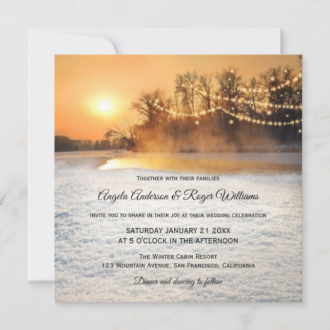 Invitation Chaîne étincelante Lumières Mariage d'hiver Invita (Devant)