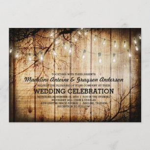 Invitation Chaîne Lights Arbre Vintage Barre Mariage bois