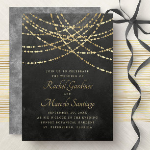 Invitation Chaîne Lights Black Gold Mariage