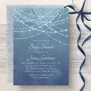 Invitation Chaîne Lights Dusty Blue Boy Baby shower
