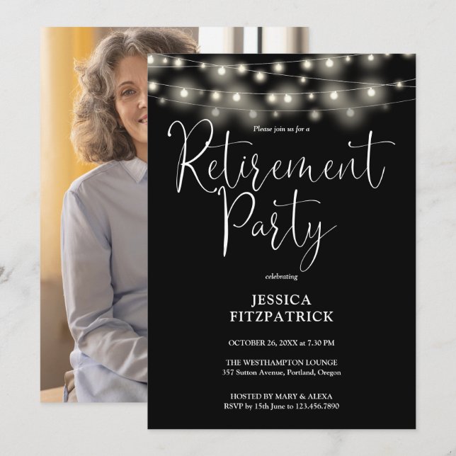 Invitation Chaîne Lights Script Photo Party Retraite (Devant / Derrière)