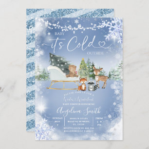 Invitation Chaîne Lights White Snowflake Tree Baby shower Dan