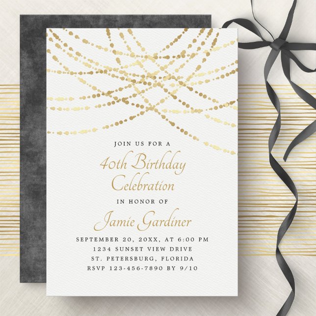 Invitation Chaîne Lumière Or Élégant Mariage Anniversaire (Créateur téléchargé)