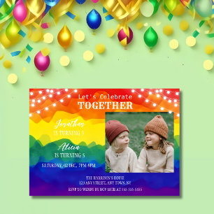 Invitation Chaîne Lumière Photo Colorée Jour d'anniversaire