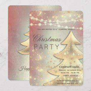Invitation Chaîne lumières or entreprise Noël fête blush