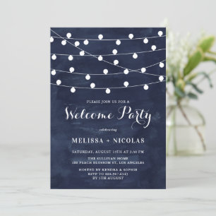 Invitation Chaîne lunaire Wedding shower bleu marine