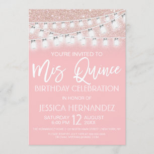 Invitation Chaîne Mason rose Jar Lumières Parties scintillant