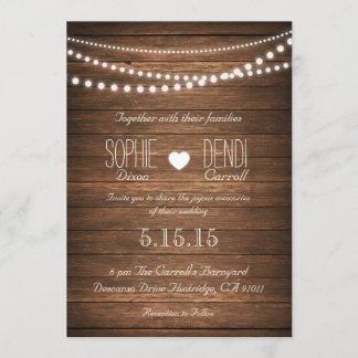 Invitation Chaîne rustique d'invitation de mariage par lumièr