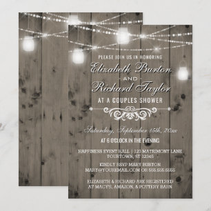 Invitation Chaîne rustique illumine la douche Mason Jars Coup