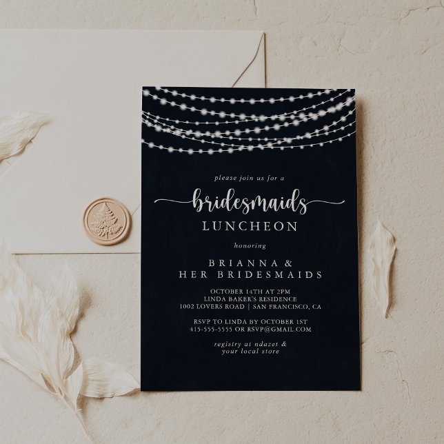 Invitation Chaîne Rustique Lumières Bridesservantes Luncheon  (Créateur téléchargé)