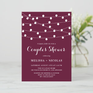 Invitation Chaîne Whimsical Lights Burgundy Couples Douche
