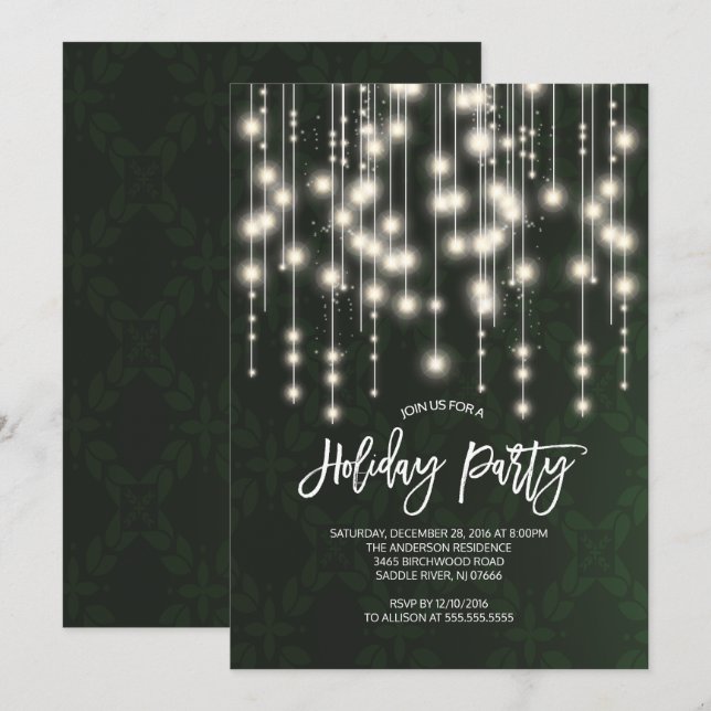 Invitation Chaînes Classy de lumières Christma Party Invitati (Devant / Derrière)
