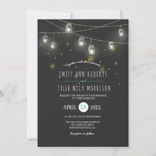 Invitation Chaînes de Mariage de luge de mason jarres luciole