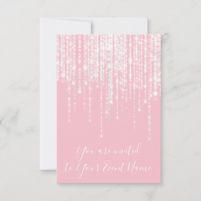Invitation Chaînes Douce rose 16e 15e Étincelle nuptiale Fill (Devant)