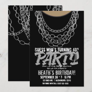 Invitation Chaînes en argent Danse hip hop noir Fête d'annive