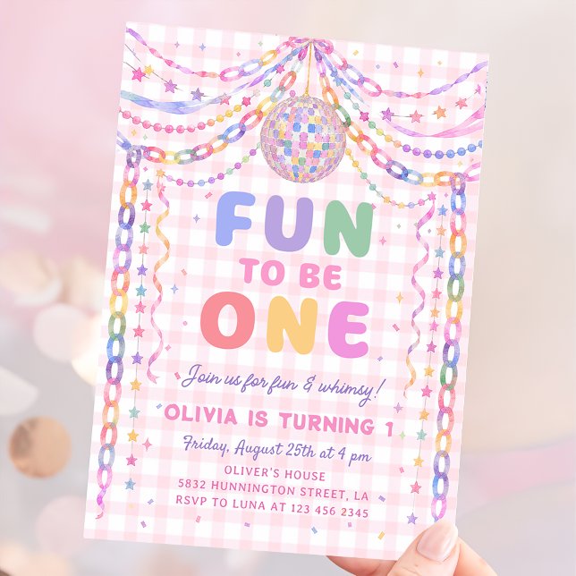 Invitation Chaînes en Papier Disco Fun pour être Un 1er Anniv (Créateur téléchargé)