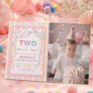 Invitation Chaînes en papier Rétro Pastel Fille 2ème Annivers