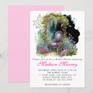 Invitation Chaise de jardin florale bleu violet chic pour une