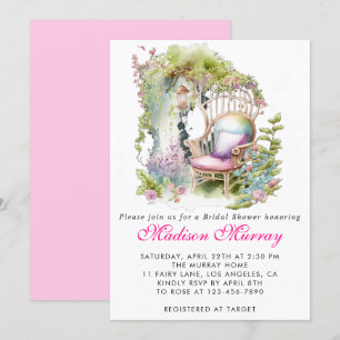 Invitation Chaise de jardin florale rose chic pour Baby Showe