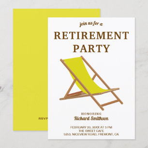 Invitation Chaise de plage jaune tropicale Fête de retraite