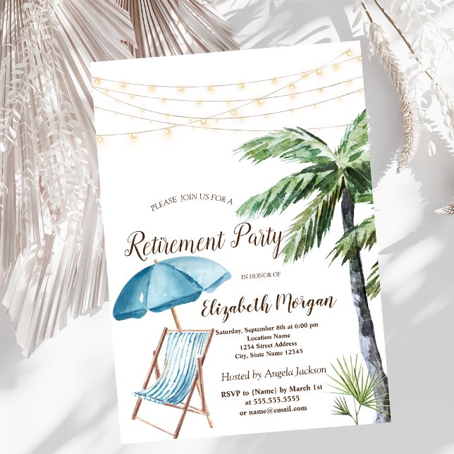 Invitation Chaise de plage, parasol palmier (Créateur téléchargé)